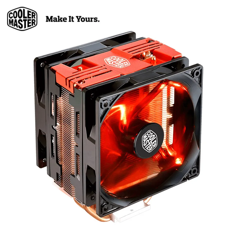 Кулер Cooler Master T400 Pro компьютер кулер для процессора двойной 120 мм вентиляторы LGA 2011 1150 1151 AMD AM4 тихий Настольный ПК охлаждения процессора вентилятор радиатора - Цвет лезвия: Red