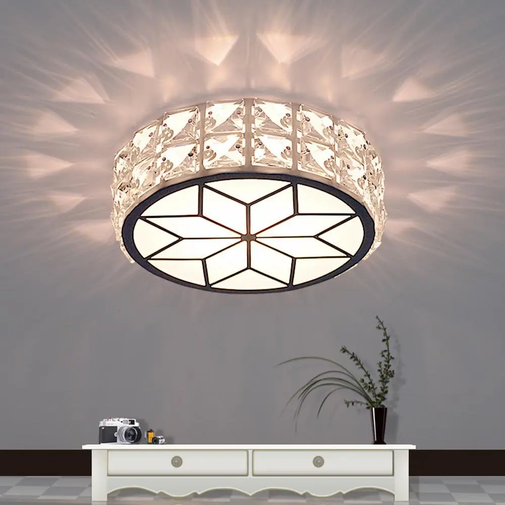 

LED Crystal Ceiling Light Modern Minimalism Creative Round White Acrylic Lampshade Lamp Bedroom Kitchen Loft Aisle Hall Balcony
