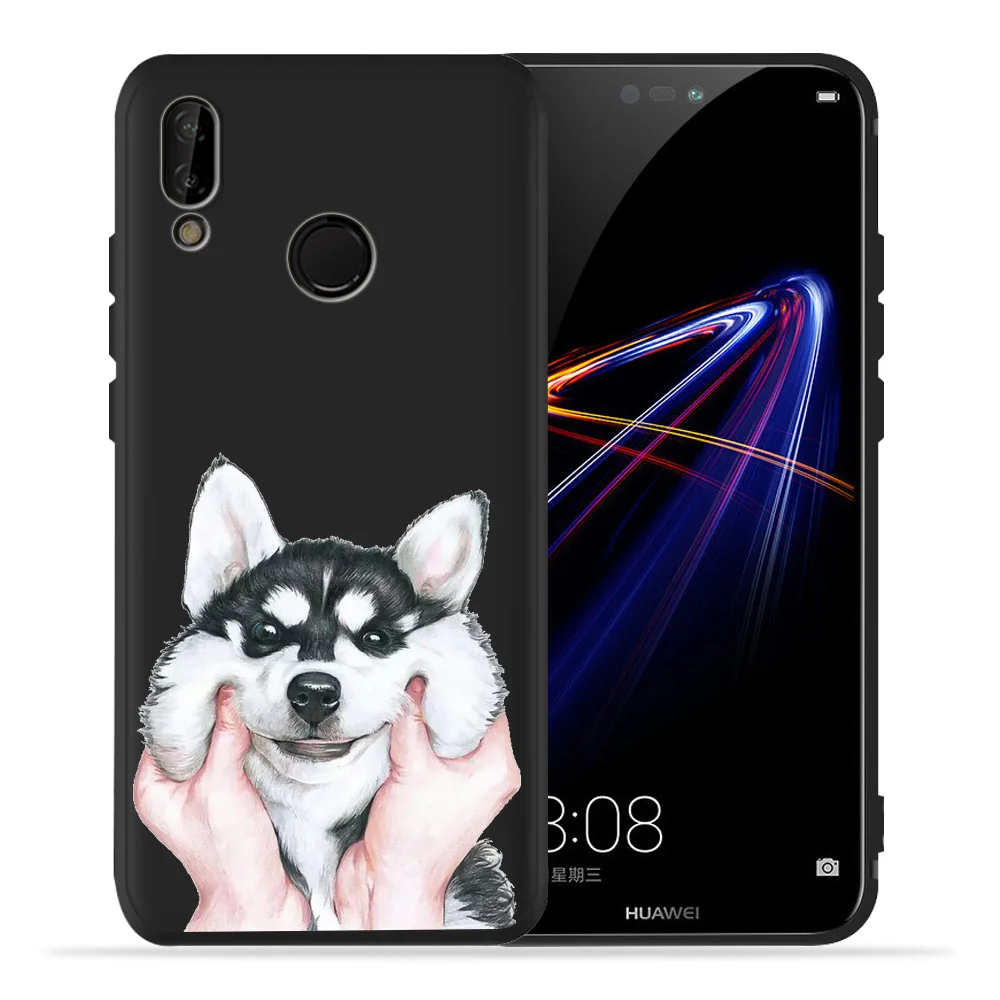 Для funda Huawei P умный чехол панда Хаски черные ТПУ чехлы для P20 lite P8 2017 Coque Etui P30 Pro