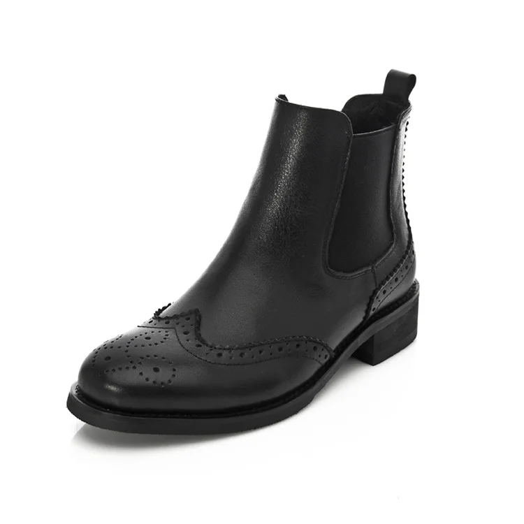 ladies black brogue chelsea boots
