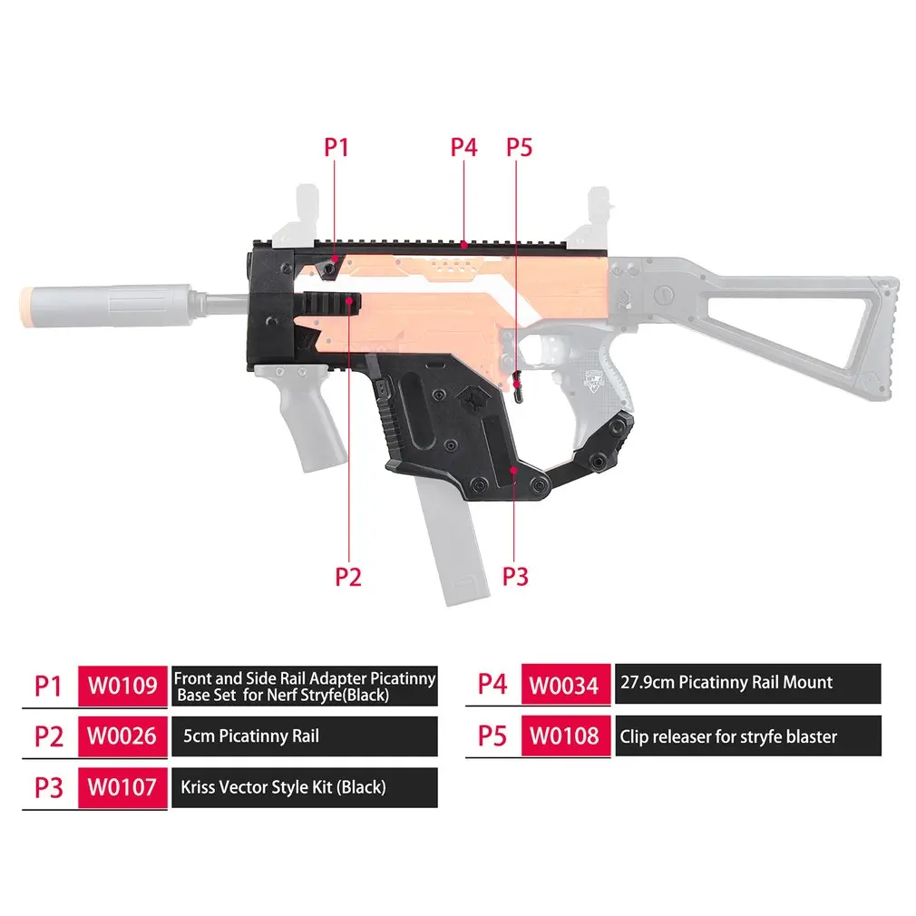 

High Strength Plastic 3D Printing Modularized MOD Kriss Vector Imitation Kit Combo A 6 Items for Nerf STRYFE Modify DIY Toys Gun