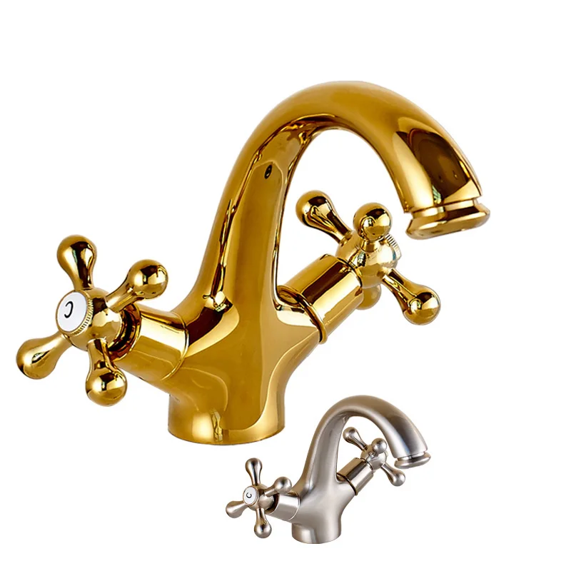 

Free shipping Bathroom Deck Mounted Basin Vessel Sink Faucet Golden Basin Mixer Taps Single Handle One Hole