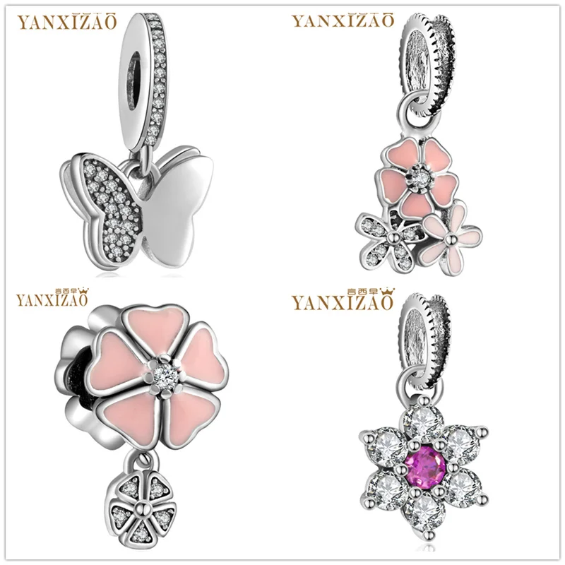 

YANXIZAO Six Stars Jewelry Making Handmade Flowers Diy Beads Fit Pulseira Pandora Bracelet Charms Silver 925 Original Berloque