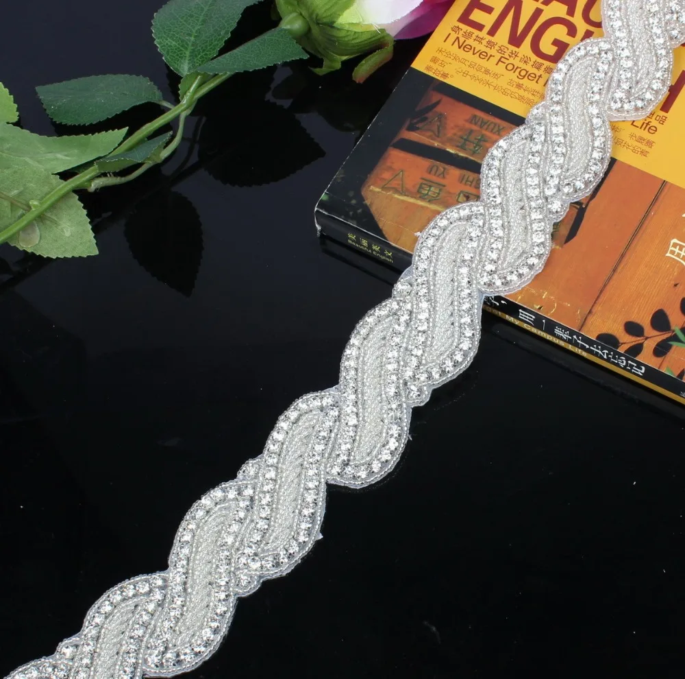 Bridal Crystal Sash Rhinestone Applique Trim crystal beaded rhinestone