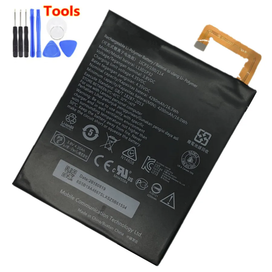 

3.8V 4200mAh L13D1P32/L13T1P32 For Lenovo Lepad Tab A8-50 A5500 S8-50 TAB 3 Tab3 TB3-850F TB3-850M Battery + Free Tools