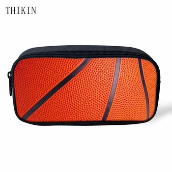 

THIKIN Basketballs Baseballs Pattern Pencil Bag Kawaii Pen Cute School Pencil Case Supplies Zipper Bag Pencil Pouch Makeup Bag