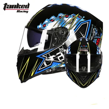 

2019 New Eu ECE Certification Tanked Racing Double lens Motorcycle Helmets ABS Motorcross Full Face Motorbike Helmet of PC Visor