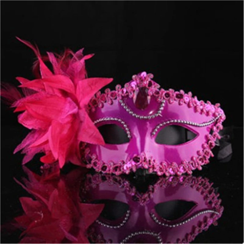 Новая Сексуальная Бриллиантовая Венецианская маска Венеция перо цветок свадьба карнавал вечерние представления фиолетовый костюм секс леди маска маскарад
