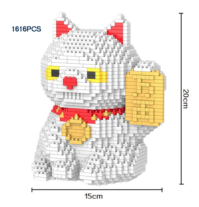 

Idea lovely Fortune Cat micro diamond building block nanoblock animals bricks toy collection office desk Storefront decoration