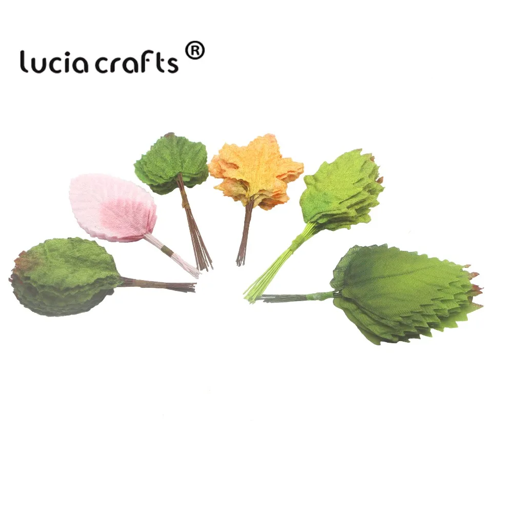 Lucia crafts, 24 шт./72 шт., искусственные листья, цветы, сделай сам, для дома, вечерние, венки, Свадебный декор, скрапбукинг, ремесло, искусственный цветок A0706