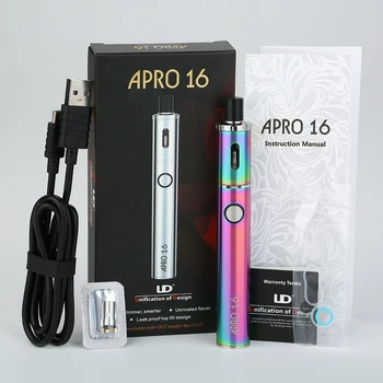 

Original UD Apro 16 Starter Kit with Built-in 800mAh Battery & 2ml Tank 1.5ohm Single Coil Head pen Kit