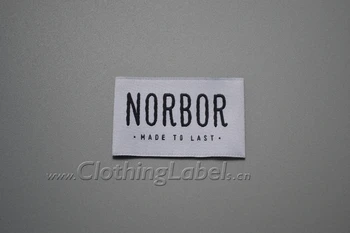 

Tight woven clothing label, damask woven labels for fashion brand, white and black