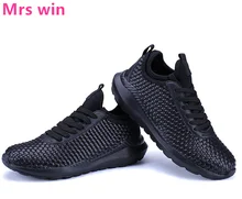 New summer style black white men running shoes woven light breathable sneakers outdoor camping sports shoes