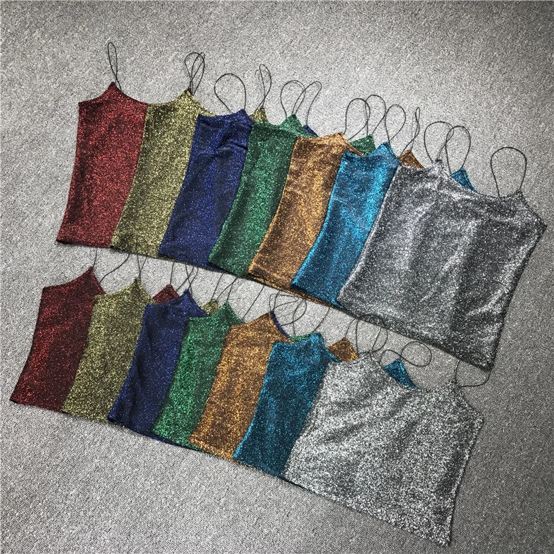 

Momoluna Bustier Crop Tops Women 2019 Summer Strappy Bling Bright Crop Top Cropped Camis T-shirt Top Dresses Tee Shirt Femme