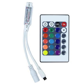 

50pcs/lot Mini DC12V 24Key RGB Controller IR Remote Controller With Mini Receiver RGB LED Strip Light Led Tape Controller