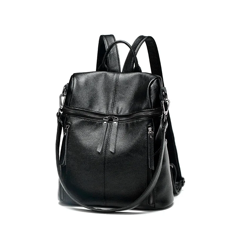 New arrival women black backpack genuine leather women bags designer casual real leather laptop ...