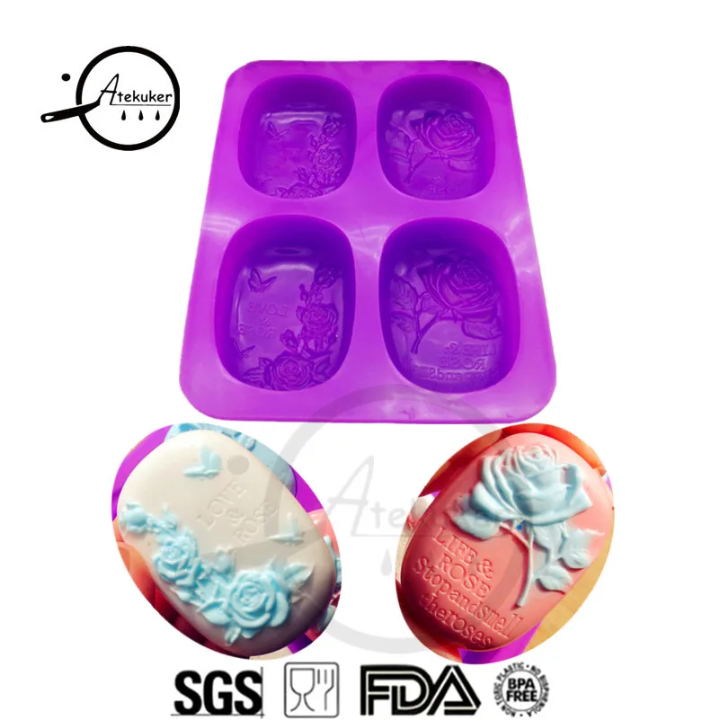 

Atekuker Ellipse Flower Shape Silicone Soap Mold DIY Silicone Form Molds For Plaster Handmade Soap Making Tools