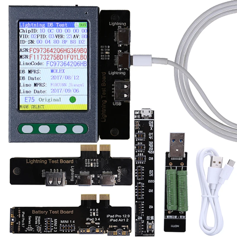 Тестер USB кабеля тестер батареи для iPhone XS XR Max X 8 8P 7 7P 6S 6 6P 5 5S Проверка данных четкий