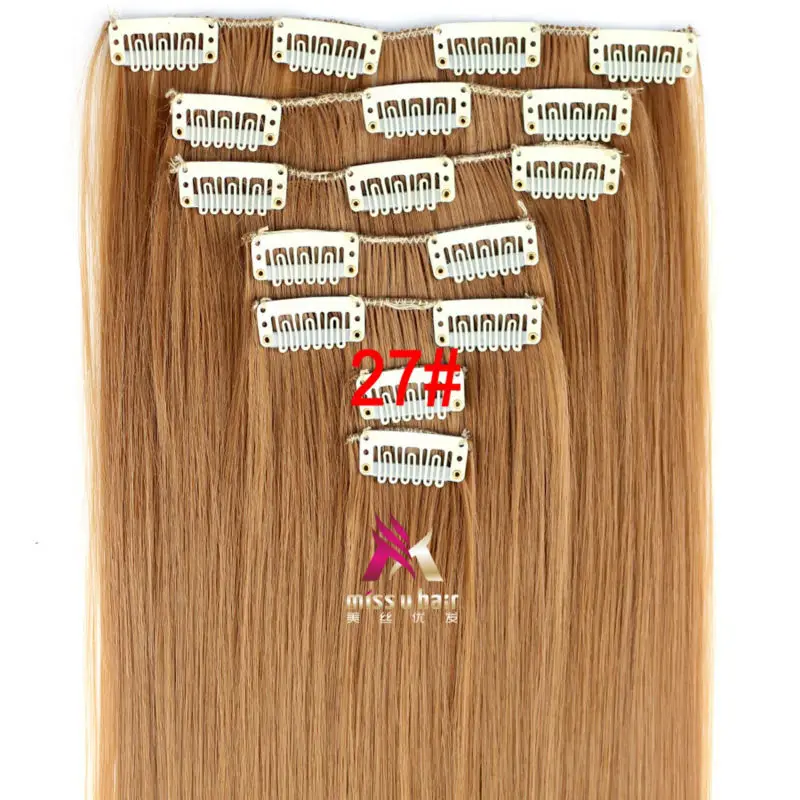 Miss U Hair 2" 130 г-135 г женский длинный прямой синтетический зажим на наращивание волос штук 7 шт./компл. Термостойкое волокно