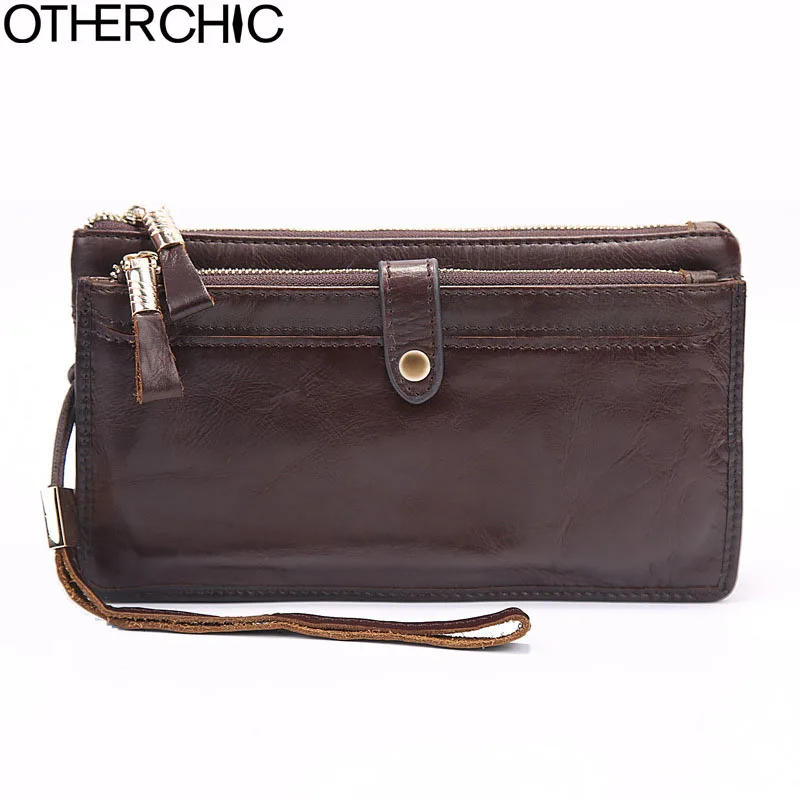 

OTHERCHIC Fashion Men Clutch Bag Genuine Leather Men Long Wallets Men Leather Purse Card Holder Zipper Brand Wallets 17Y04-85