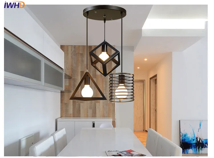 Iwhd hierro moderno Lámparas colgantes creativo blanco negro iluminacion cocina hanglamp Iluminación lámparas para comedor
