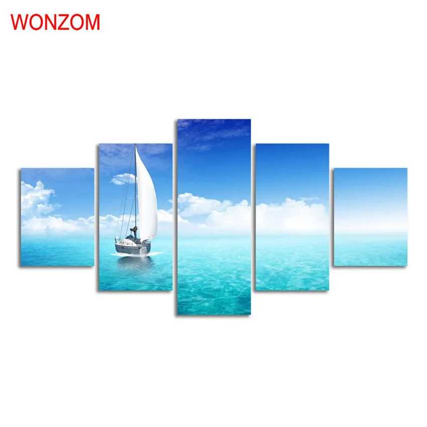 Boat Sailing Canvas Painting HD Ocean Wall Art Poster Modern Wall Pictures For Living Room Christmas Cuadros Decoracion Vintage
