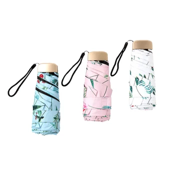 

5 Fold Mini Cute Umbrella Sun Rain Women Anti-UV Umbrella Black Coating Lightweight Small Umbrella Paraguas Plegable Mujer