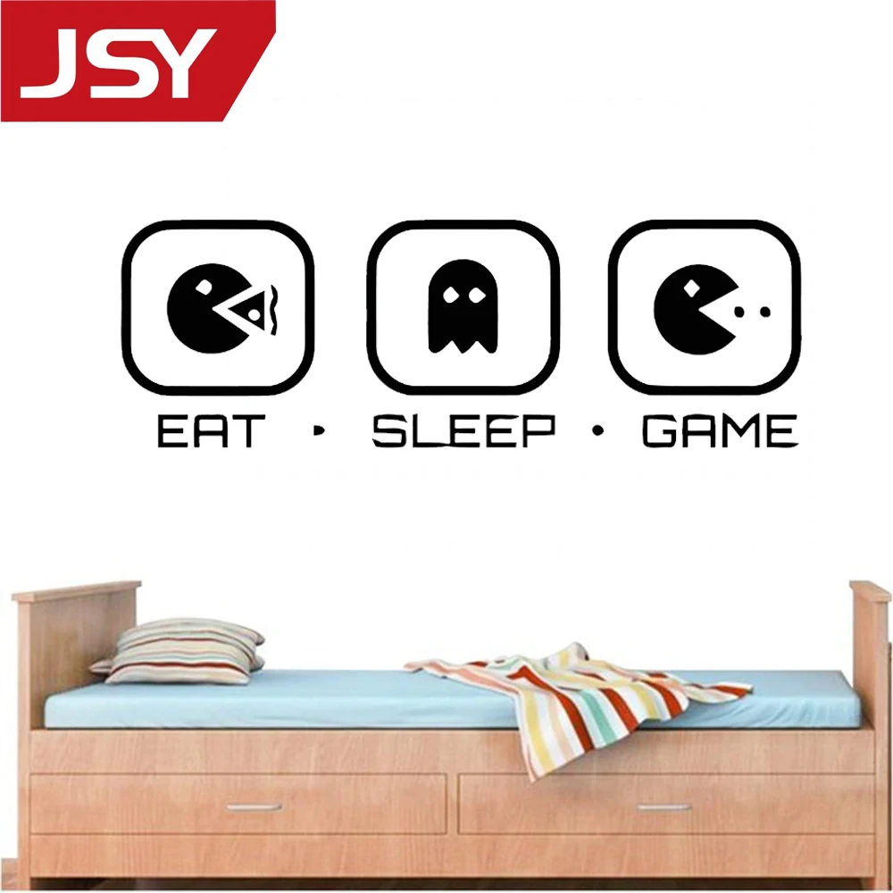 

Jiangs Yu 1 PC Gamer wall decals Controller video game Wall Stickers Eat Sleep Game Kids Bedroom Vinyl Art Sticker