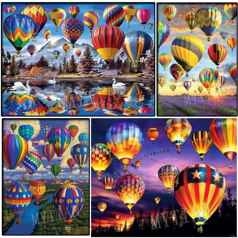

full square/round drill 5D diy diamond painting hot air balloon scenery embroidery pattern cross stitch kit mosaic room decor