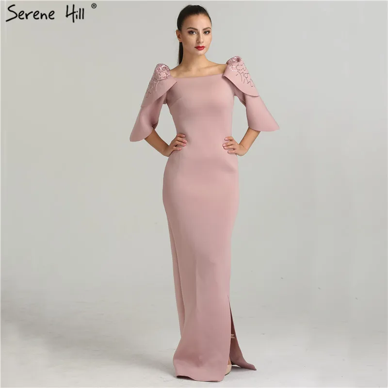 

Fashion Mermaid Pink Half Sleeves Evening Dresses 2019 Sequins Formal Evening Gowns Serene Hill BQA8005