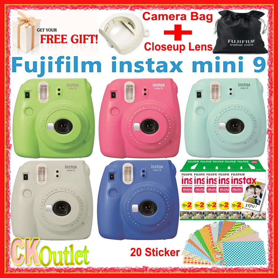 Original Fujifilm Instax Mini 9 Camera + 100PCS Sheet Fujifilm mini