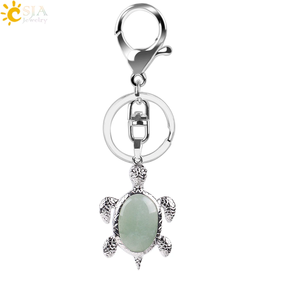 Брелки CSJA с подвеской в виде черепахи из натурального хрустального камня для