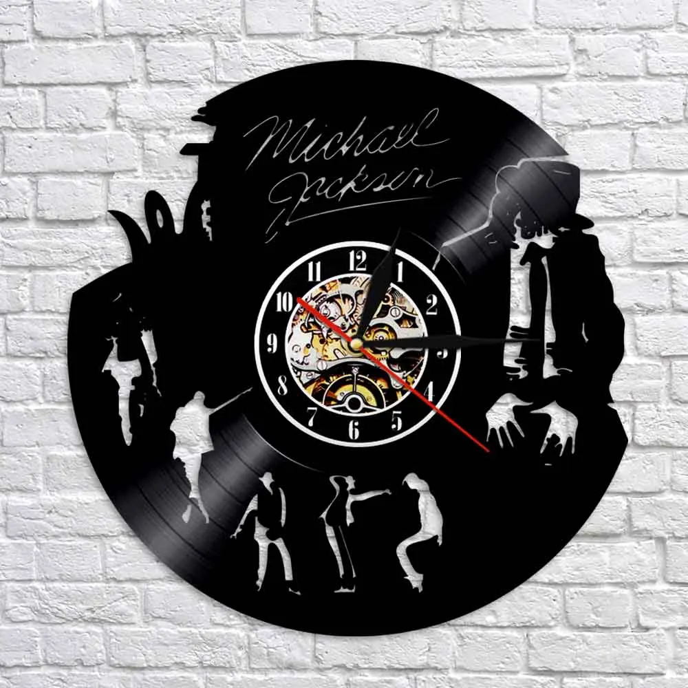 

Micheal Jackson Wall Clock Modern Design LED Lighting Digital Clocks Vinyl Record Wall Watch Black Hollow Art Home Decor Silent