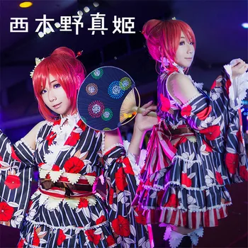 

2016 New Hot Cute Nishikino Maki Kimono Bathrobe Dress Cosplay customize Cotsume Anime Love Live YUKATA Series