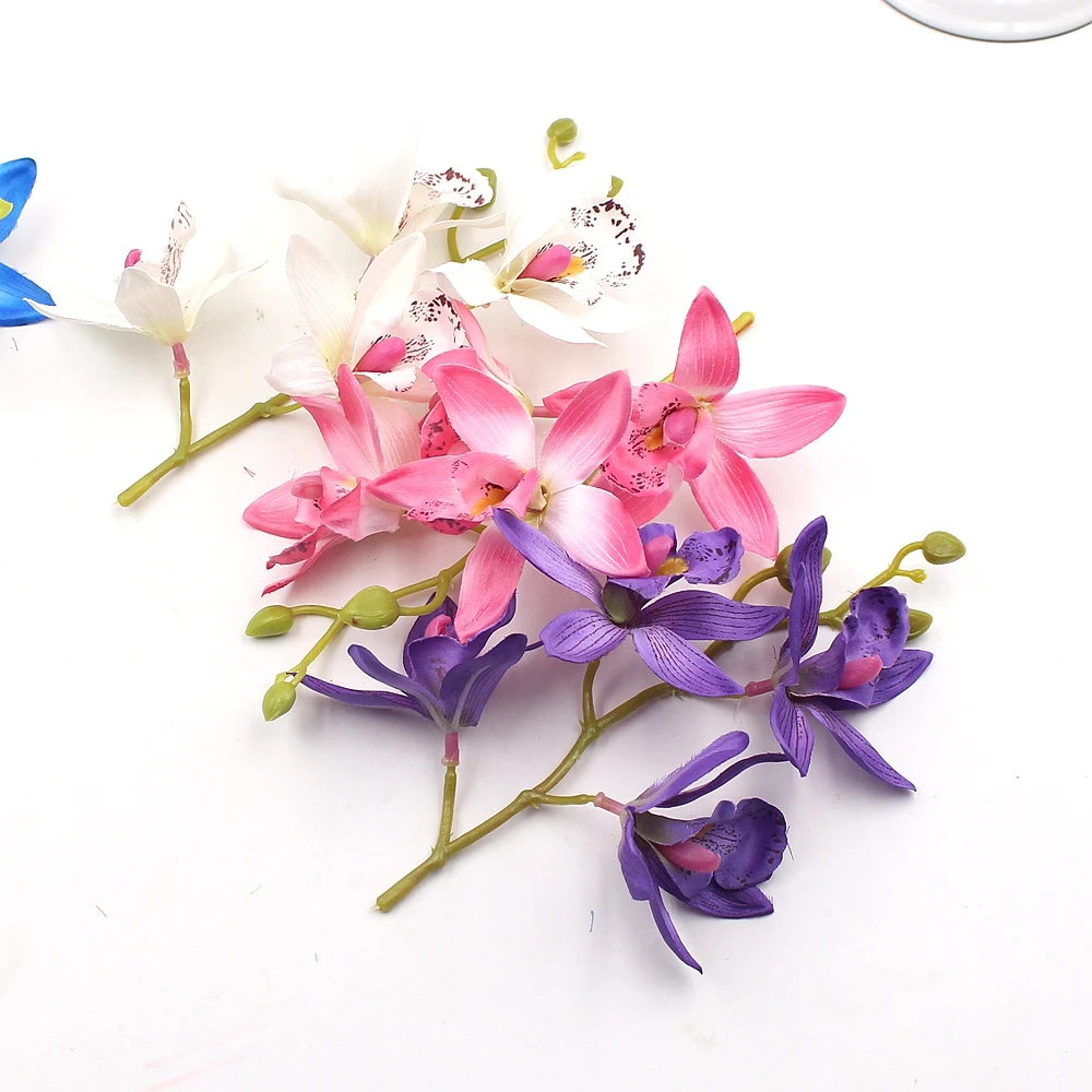 

4flower+1Branch Silk Lily Handmake Artificial Flower Head Wedding Decoration DIY Wreath Gift Box Scrapbooking Craft Fake Flower