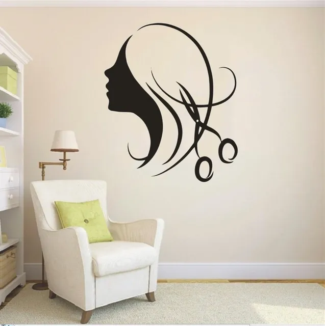 Art Beauty Girls Salon Vinyl Decal Hair Salon Wall Sticker Shop Window