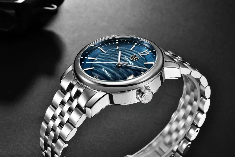 BENYAR 2020 New Fashion Top Luxury Brand Leather Watch Automatic Men Wristwatch Men Mechanical Steel Watches Relogio Masculino