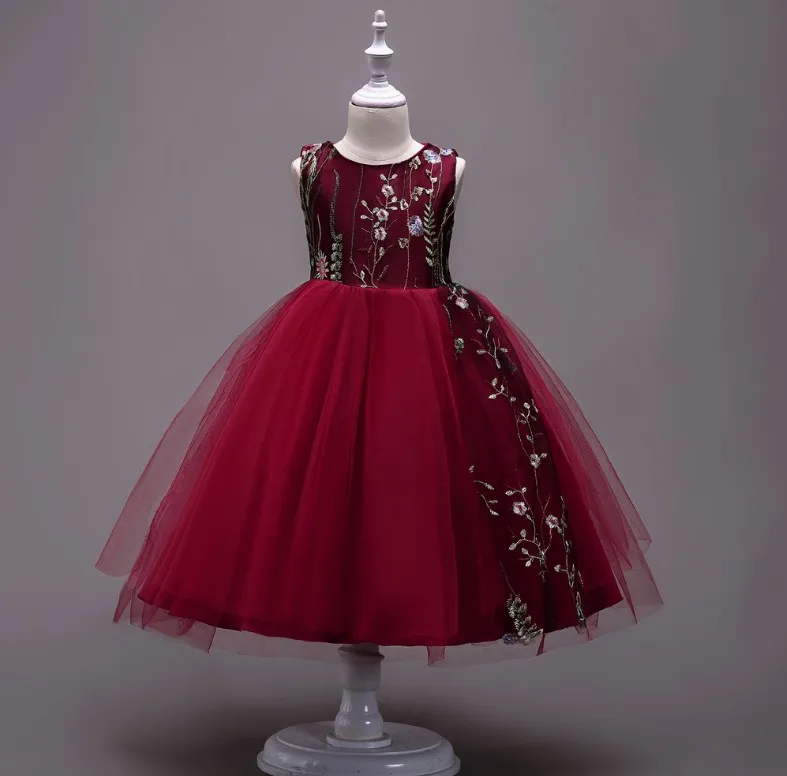 Новое поступление прекрасный Лепесток оформлен цветочным платье для девочек ~ девушки торжественное платье/платье для сцены 223