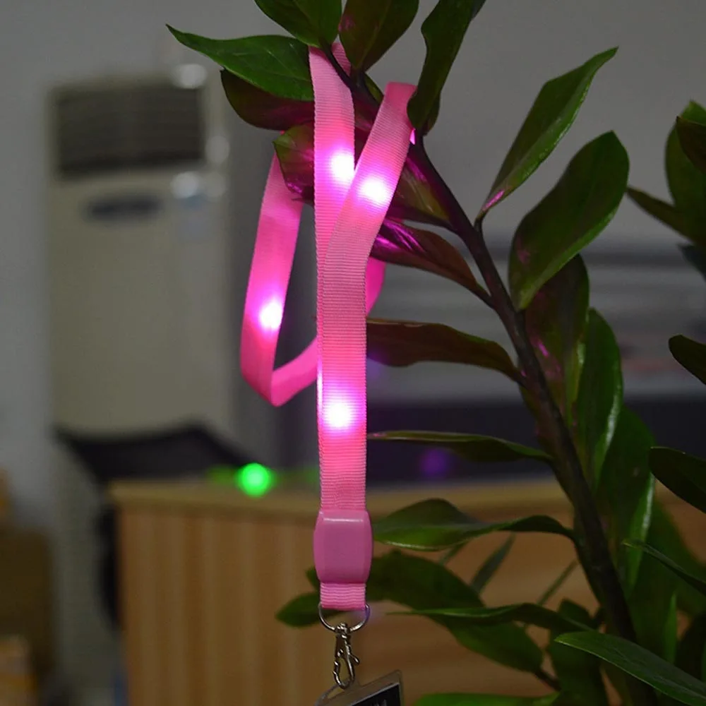 

1 Pcs New LED Light Up Neck Strap Band Lanyard Keychain ID Badge Hanging Lace Rope Keychain