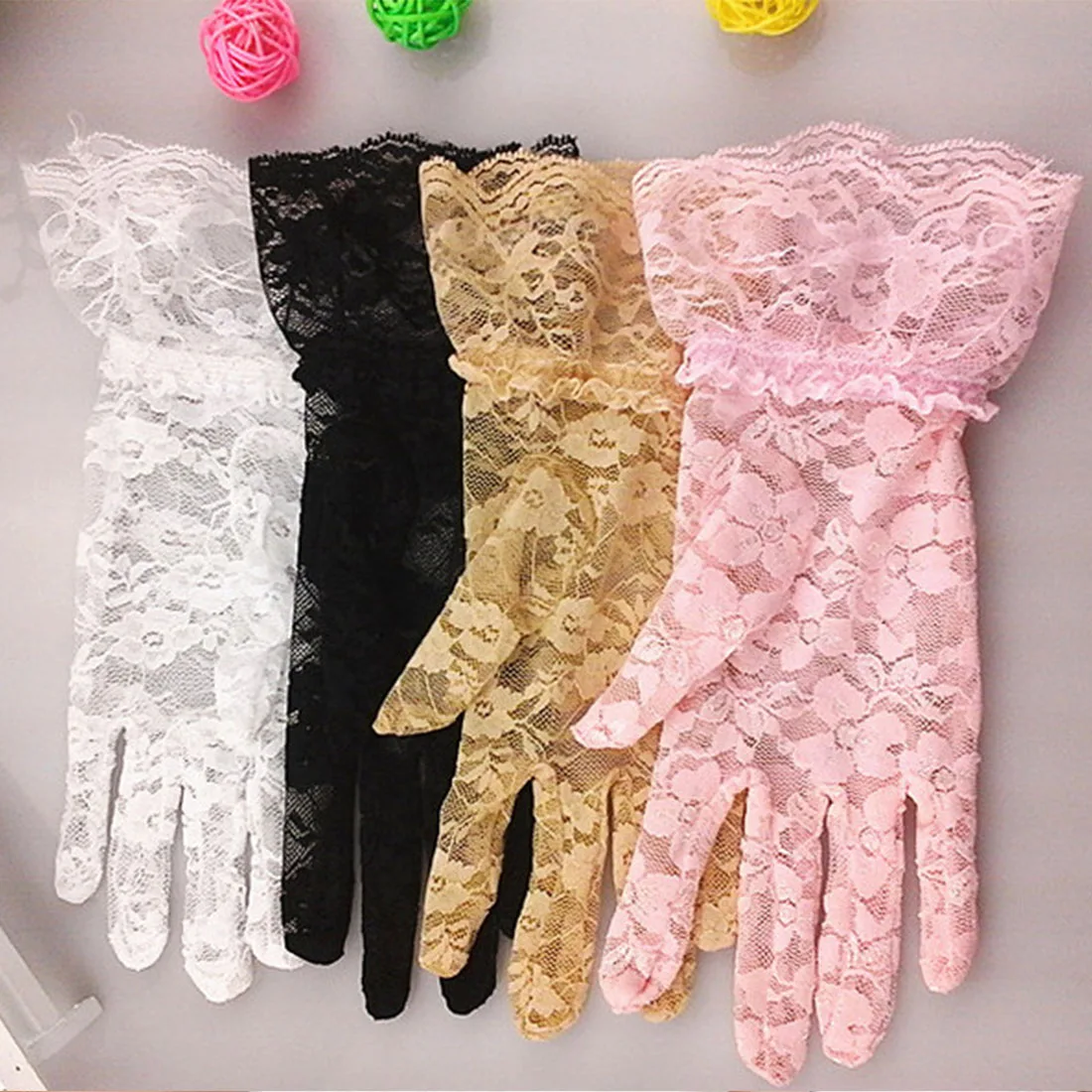 

vintage Elastic Sun Protection Solid Sunscreen Summer Gorgeous Pink Finger Gloves 2018 Sexy Lace black large sunscreen gloves