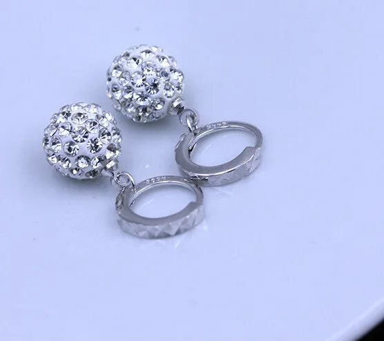Новые модные ювелирные изделия лаконичные универсальные посеребренные блестящие Кристальные серьги-кольца с шариком для женщин Свадебные серьги
