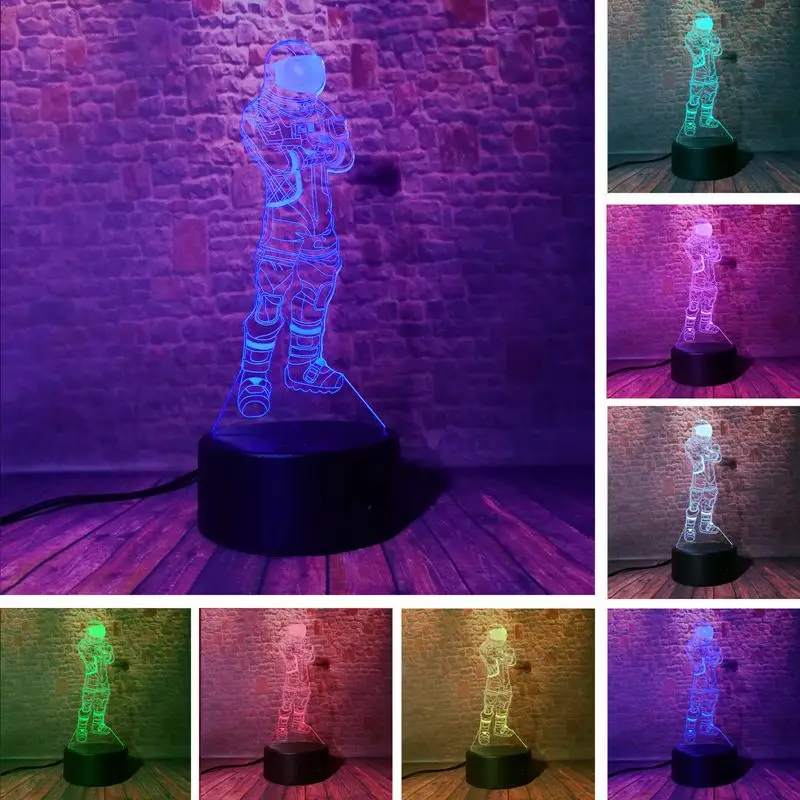 

Battle Royale Fortres. Figurine Dark Voyager Model 3D Illusion Led Lamp 7 Colors Changing Nightlight Fortnight Game Figuras Toys