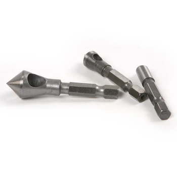 

3pcs 1/4" Hex Shank 90 Chamfer Wood Countersink Drill Bit Deburring Craft Tool
