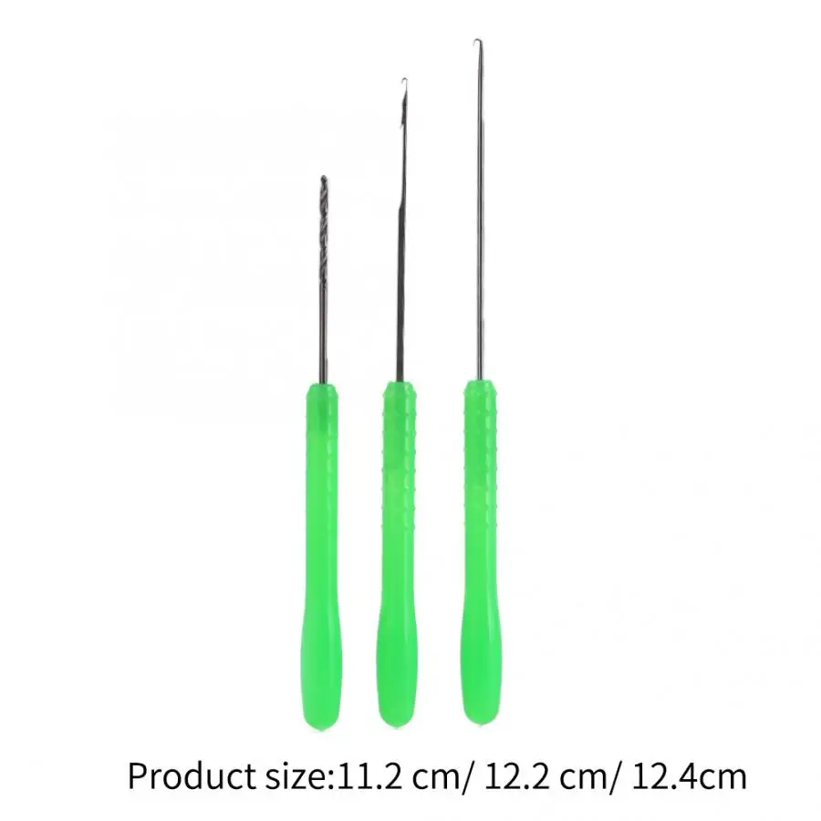 3Pcs/lot Fishing Rigs Needle Kit Bait Needle Set Hook Drill Boilie Stringer Baiting Rig Tool Carp Fishing Terminals