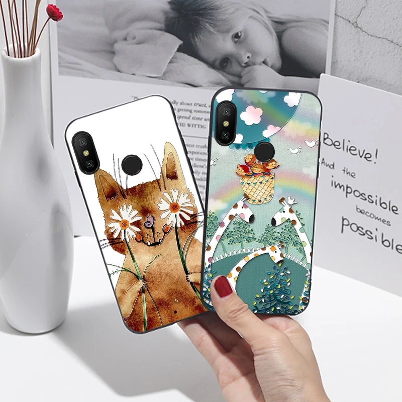 

For Xiaomi Redmi Note 5 Pro / S2 Cute Animal Cat Black Cover 3D Relief Silicone Case For Redmi Note 6 7 Pro Phone Funda Coque