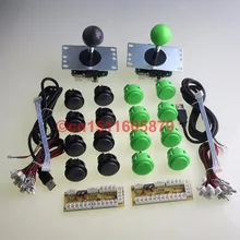 16X Japan Original SANWA OBSF-30 Push Buttons+2 SANWA JLF Joysticks+ 2 PC Encoders For Raspberry Pi & Video Games -Gray+Green