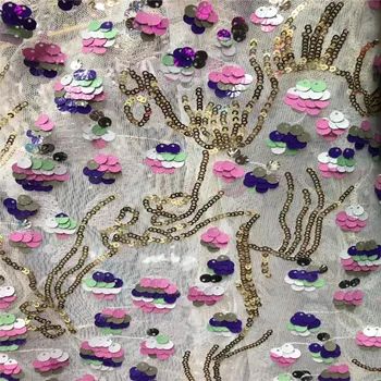 

2019 Latest African Lace Fabric High quality Sequins lace French Tulle Mesh Fabric Nigerian Net Swiss Lace Fabrics for Dress