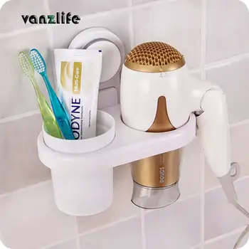 

vanzlife strong suction bathroom hair dryer rack, hanging type comb hair dryer storage rack