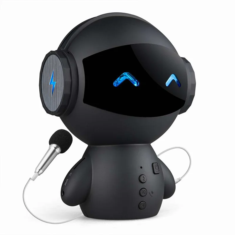 

Bluetooth speakers Robot style design support TF card HD call stereo surround sound mobile power for phone English voice prompt