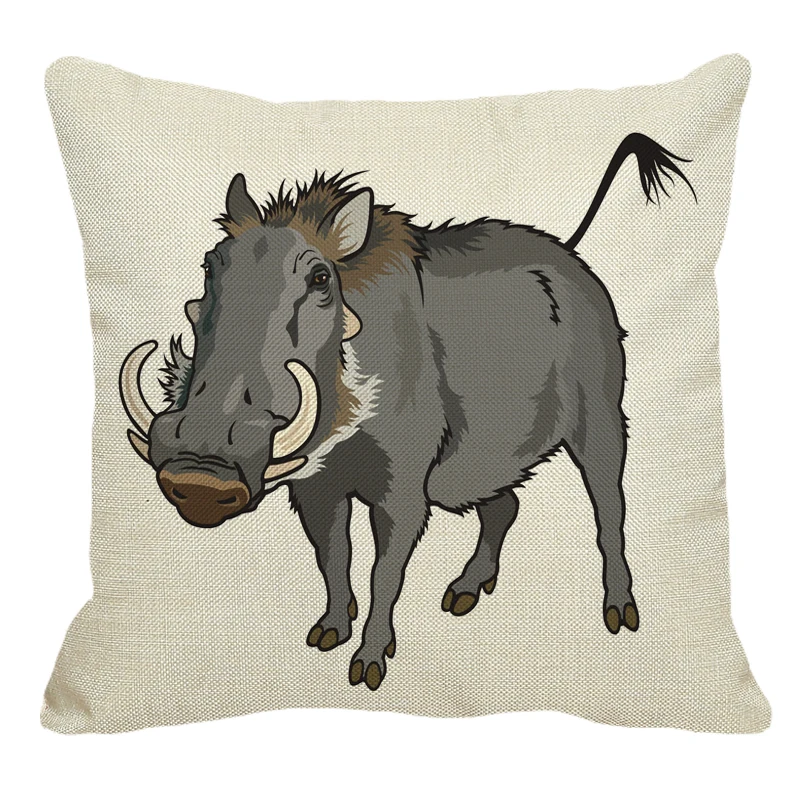

XUNYU Cartoon Wild Boar Pattern Linen Pillow Case Home Sofa Square Pillow Cover Cushion Cover 45X45cm AC082